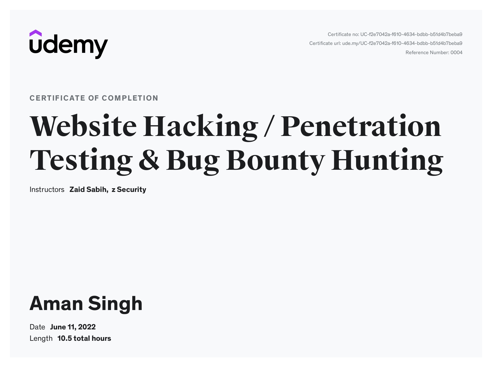 Web Pentesting Certificate